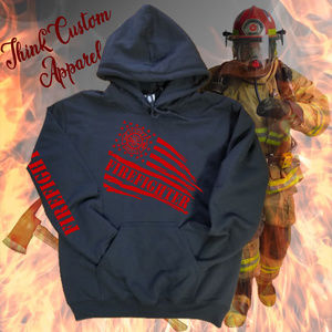 Firefighter Flag Hoodie for Fireman or Firewoman